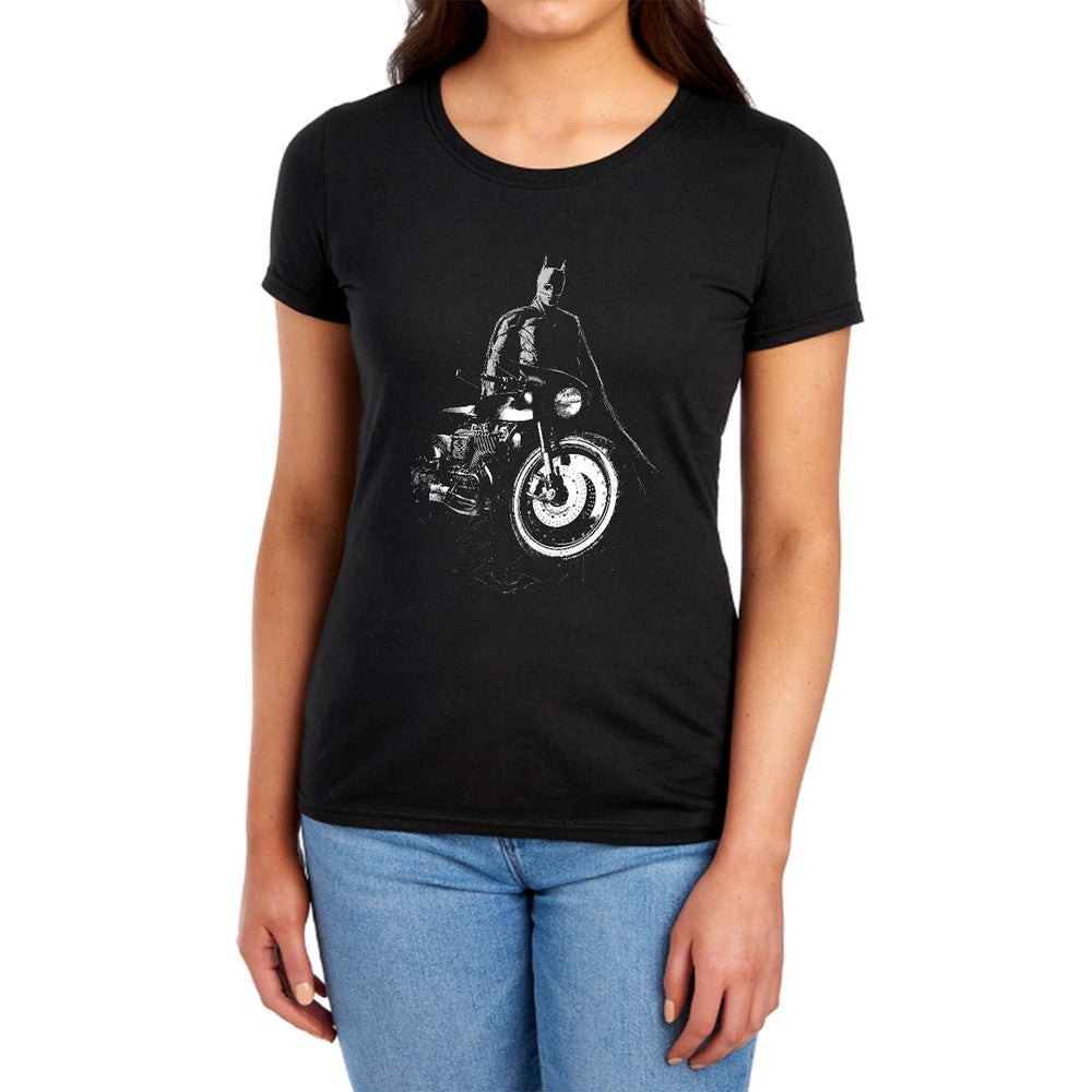 The Batman And His Motorcycle Licensed Women's T-Shirt Regular Fit SM-2X