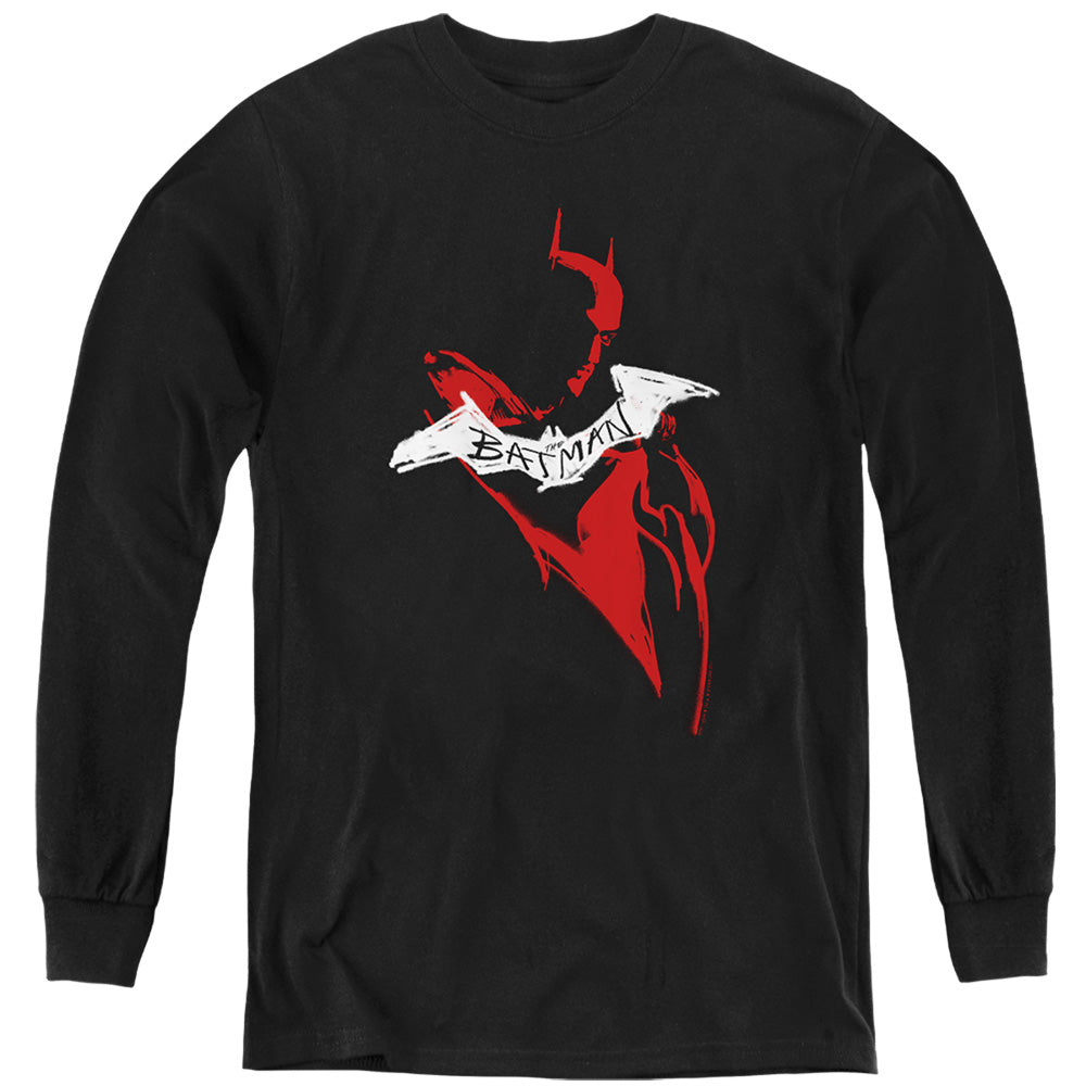 The Batman Hand Drawn Silhouette Licensed Youth Long Sleeve T-Shirt (Ages 8-12)