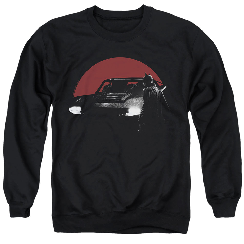 The Batman Red Moon And Batmobile Licensed Adult Unisex Crewneck Sweatshirt