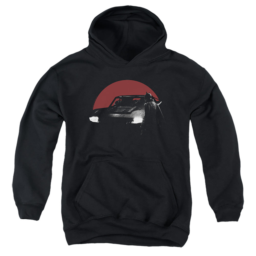 The Batman Red Moon And Batmobile Licensed Youth Hoodie (Ages 8-12) SM-XL