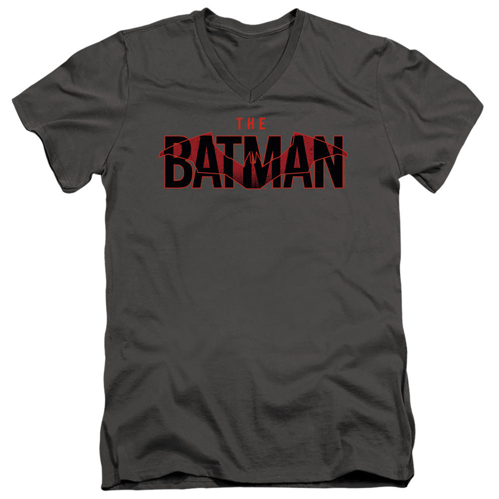 The Batman Logo With Red Bat Licensed Adult Unisex T-Shirt V-Neck Tee SM-2X