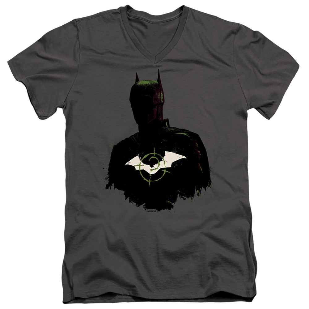 The Batman Silhouette With Riddler Logo Licensed Adult Unisex T-Shirt V-Neck Tee