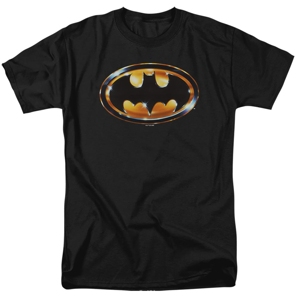 AN OFFCIALLY LICENSED BATMAN (1989) BATMAN SHINY LOGO MEN'S REGULAR FIT T-SHIRT BLACK