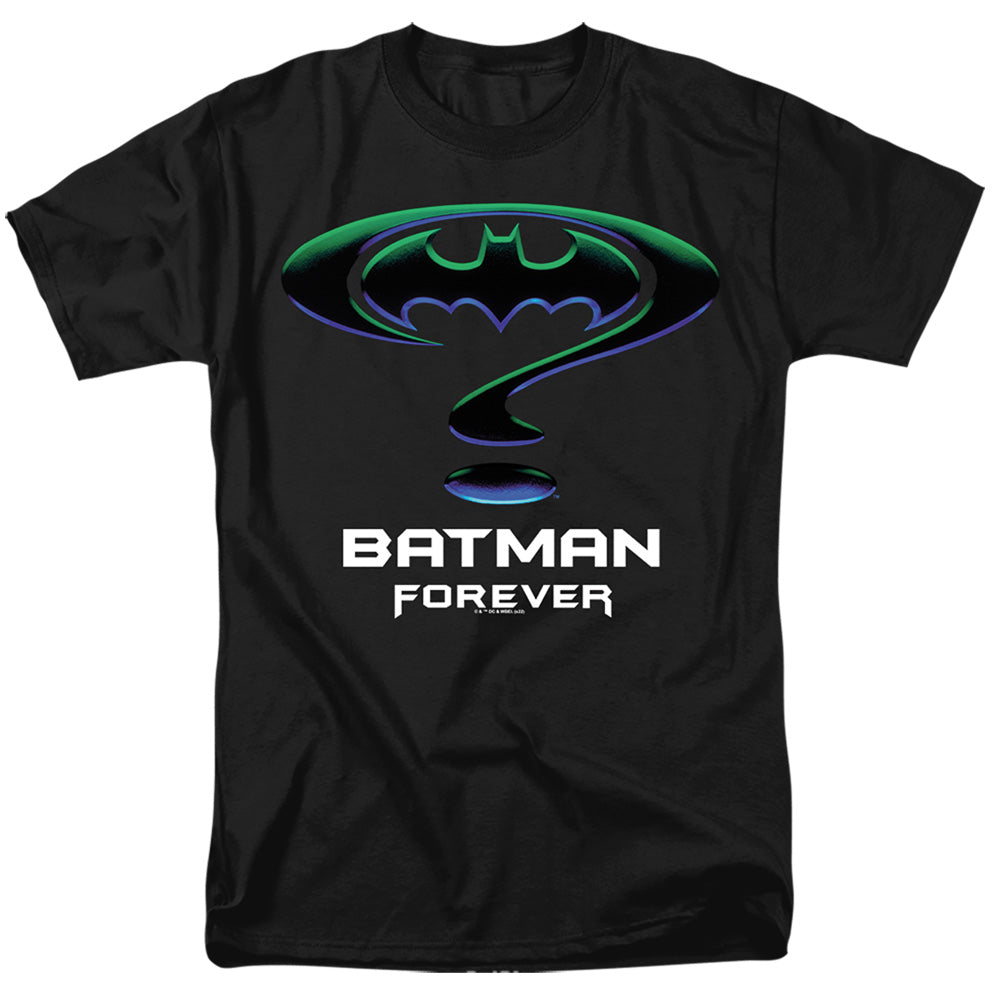 AN OFFCIALLY LICENSED BATMAN FOREVER LOGO WITH TITLE MEN'S REGULAR FIT T-SHIRT BLACK