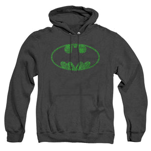 AN OFFCIALLY LICENSED BATMAN ST. PATRICK'S DAY SHAMROCK LOGO ADULT UNISEX HEATHER PULLOVER HOODIE BLACK