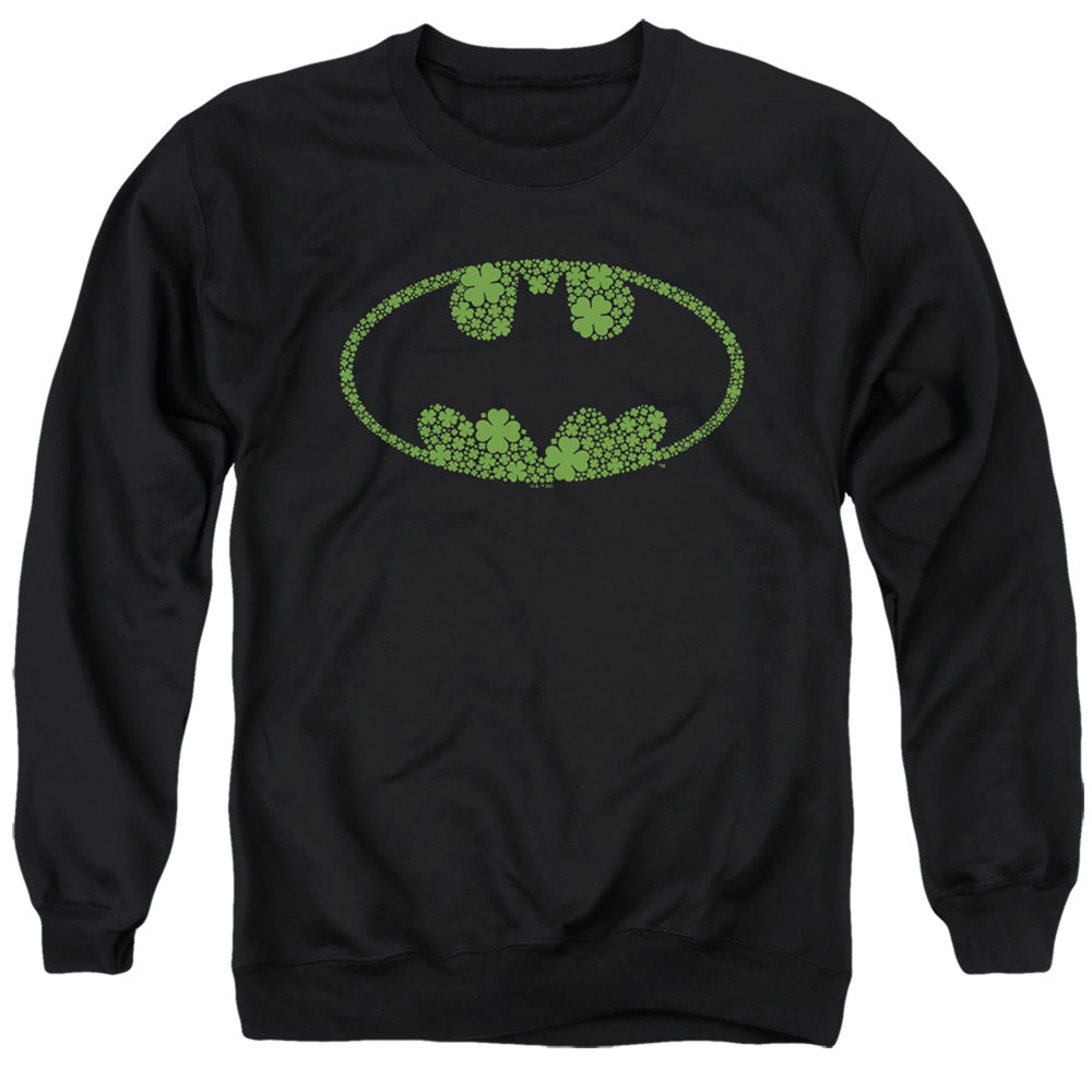 AN OFFCIALLY LICENSED BATMAN ST. PATRICK'S DAY SHAMROCK LOGO ADULT UNISEX CREWNECK SWEATSHIRT BLACK