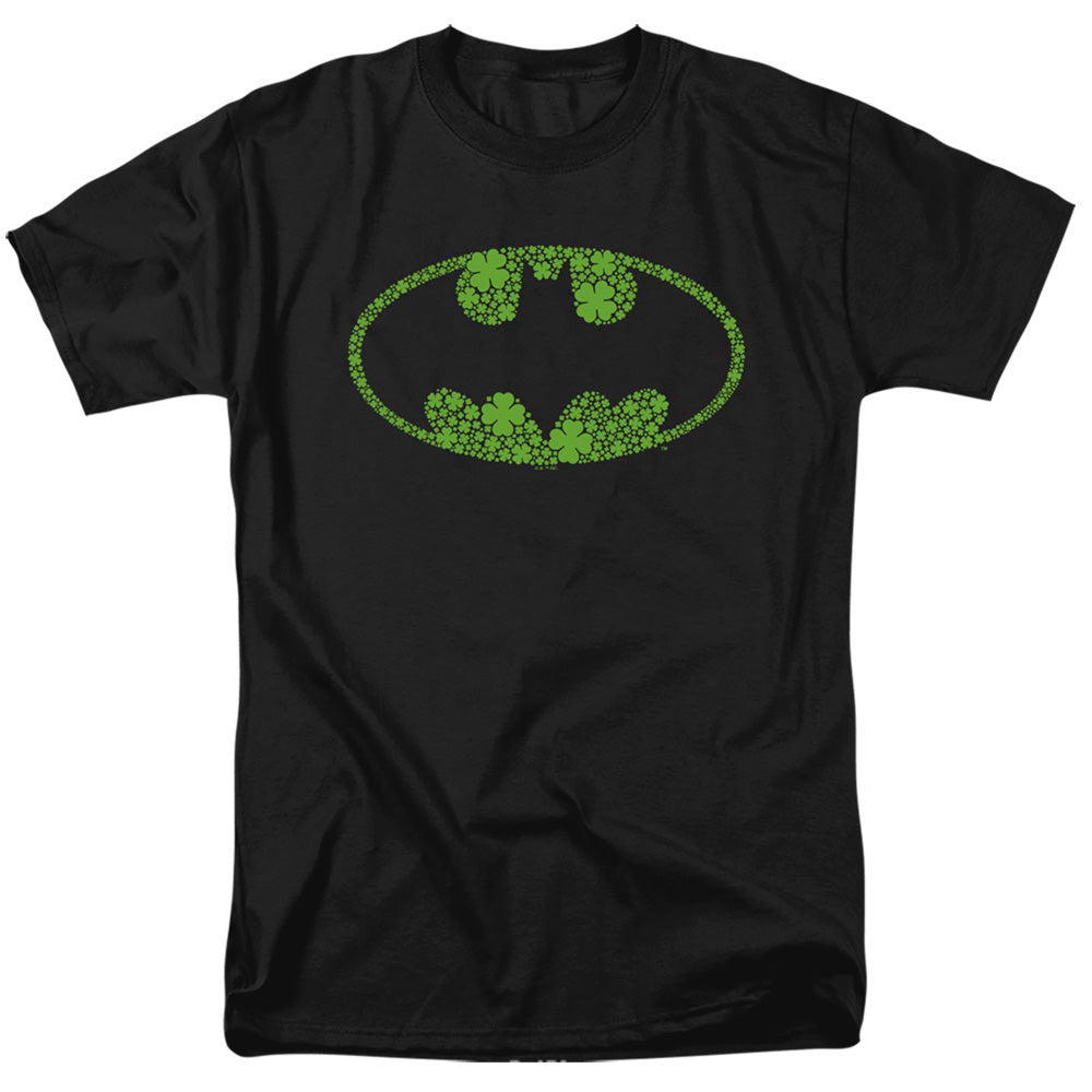 AN OFFCIALLY LICENSED BATMAN ST. PATRICK'S DAY SHAMROCK LOGO MEN'S REGULAR FIT T-SHIRT BLACK