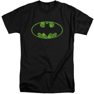 AN OFFCIALLY LICENSED BATMAN ST. PATRICK'S DAY SHAMROCK LOGO MEN'S TALL FIT T-SHIRT BLACK