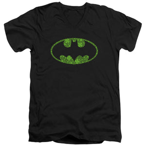 AN OFFCIALLY LICENSED BATMAN ST. PATRICK'S DAY SHAMROCK LOGO MEN'S V-NECK T-SHIRT BLACK
