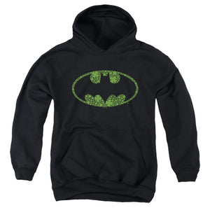 AN OFFCIALLY LICENSED BATMAN ST. PATRICK'S DAY SHAMROCK LOGO YOUTH HOODIE BLACK