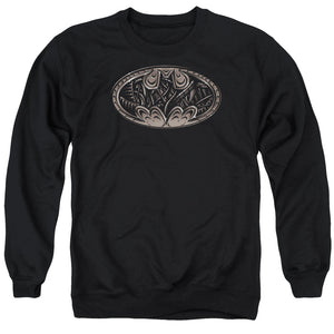 AN OFFCIALLY LICENSED BATMAN BIO MECH BAT SHIELD ADULT UNISEX CREWNECK SWEATSHIRT BLACK