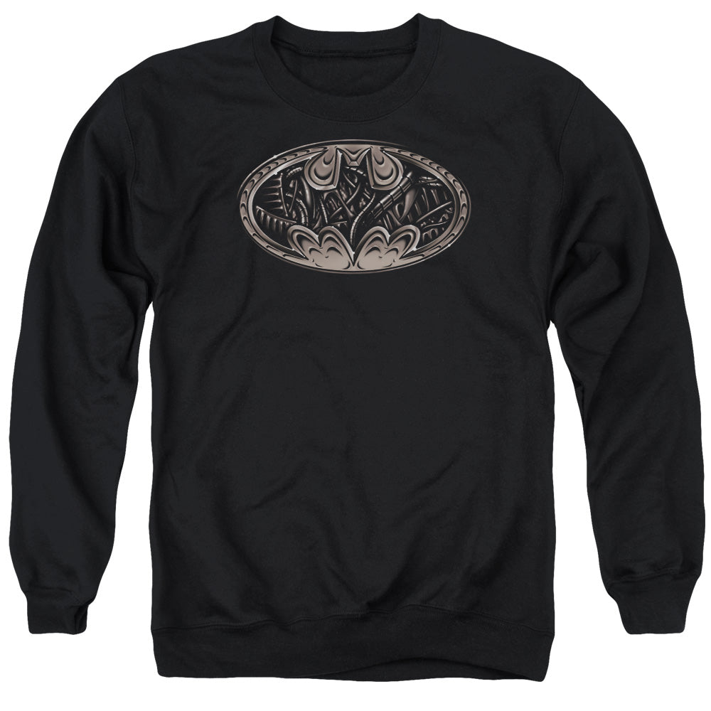 AN OFFCIALLY LICENSED BATMAN BIO MECH BAT SHIELD ADULT UNISEX CREWNECK SWEATSHIRT BLACK