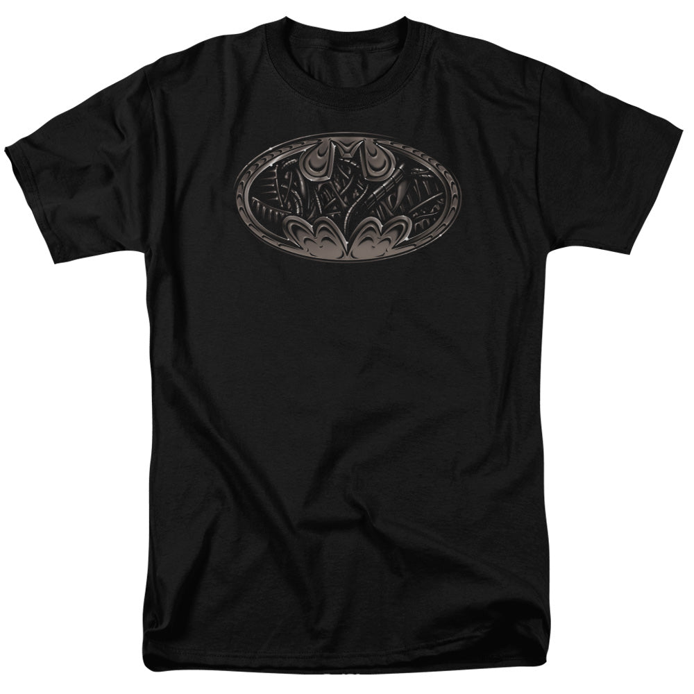 AN OFFCIALLY LICENSED BATMAN BIO MECH BAT SHIELD MEN'S REGULAR FIT T-SHIRT BLACK