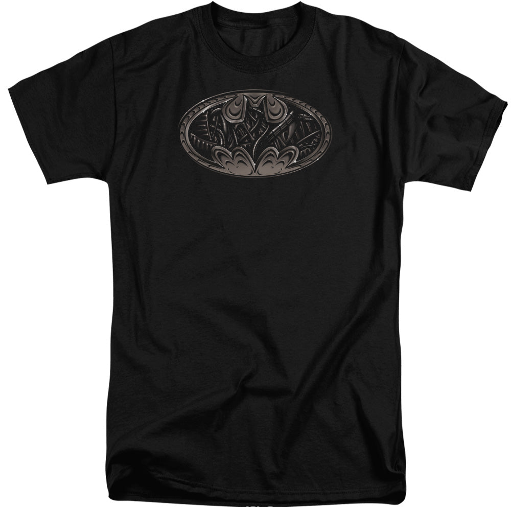 AN OFFCIALLY LICENSED BATMAN BIO MECH BAT SHIELD MEN'S TALL FIT T-SHIRT BLACK
