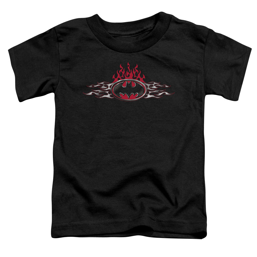Batman Steel Flames Logo Licensed Toddler T-Shirt LG