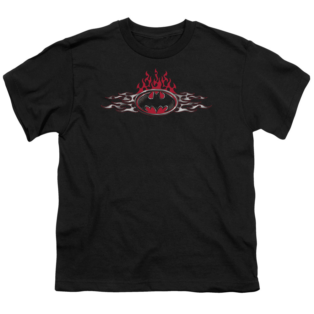 Batman Steel Flames Logo Licensed Kid's T-Shirt (Ages 4-7) SM-XL
