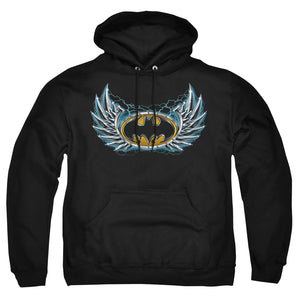 AN OFFCIALLY LICENSED BATMAN STEEL WINGS LOGO ADULT UNISEX PULLOVER HOODIE BLACK