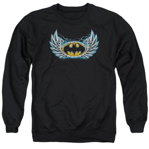AN OFFCIALLY LICENSED BATMAN STEEL WINGS LOGO ADULT UNISEX CREWNECK SWEATSHIRT BLACK