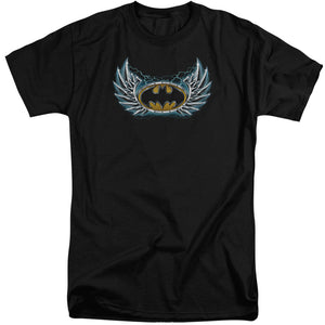 AN OFFCIALLY LICENSED BATMAN STEEL WINGS LOGO MEN'S TALL FIT T-SHIRT BLACK