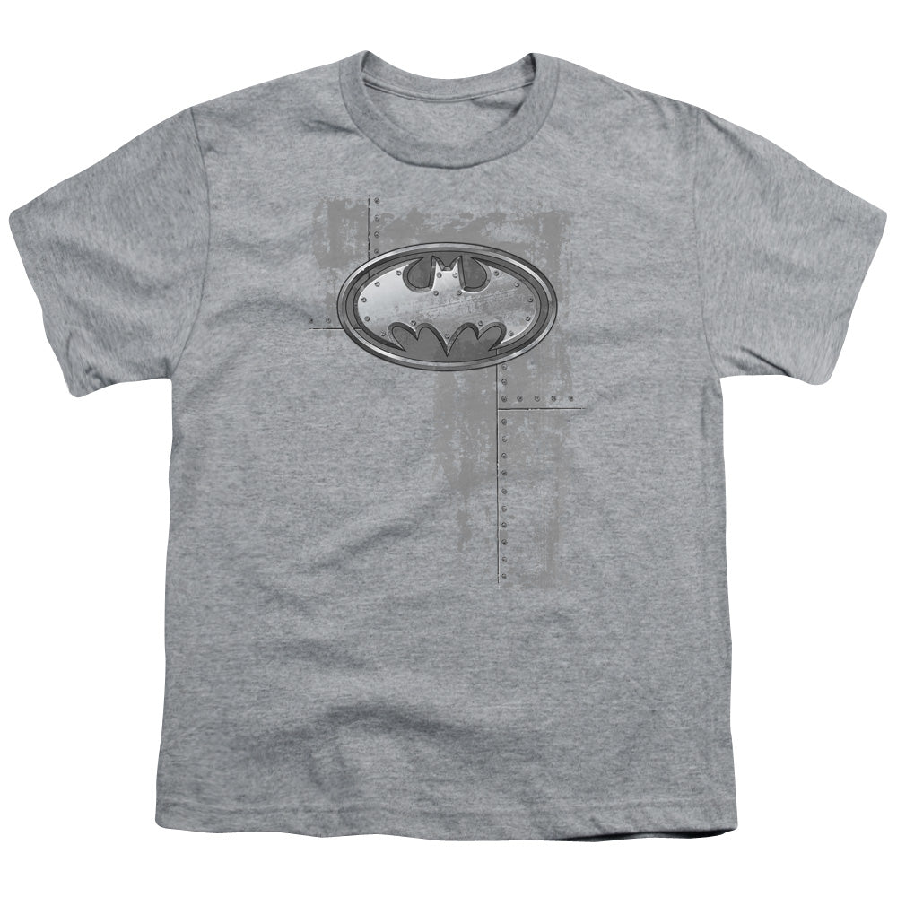 Batman Rivited Metal Logo Licensed Kid's T-Shirt (Ages 4-7) SM-XL