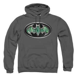AN OFFCIALLY LICENSED BATMAN CIRCUITRY SHIELD ADULT UNISEX PULLOVER HOODIE CHARCOAL