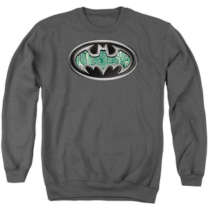 AN OFFCIALLY LICENSED BATMAN CIRCUITRY SHIELD ADULT UNISEX CREWNECK SWEATSHIRT CHARCOAL