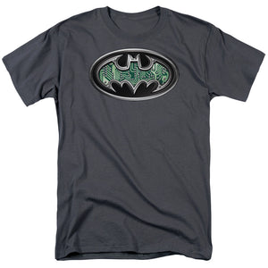 AN OFFCIALLY LICENSED BATMAN CIRCUITRY SHIELD MEN'S REGULAR FIT T-SHIRT CHARCOAL