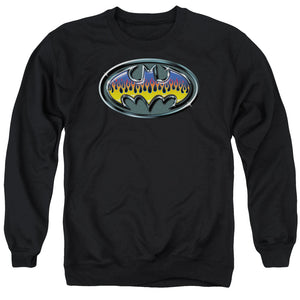 AN OFFCIALLY LICENSED BATMAN HOT ROD SHIELD ADULT UNISEX CREWNECK SWEATSHIRT BLACK