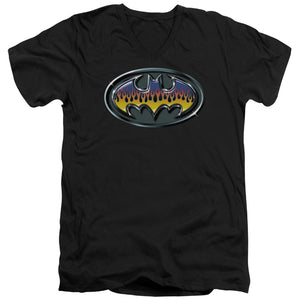 AN OFFCIALLY LICENSED BATMAN HOT ROD SHIELD MEN'S V-NECK T-SHIRT BLACK
