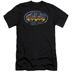 AN OFFCIALLY LICENSED BATMAN HOT ROD SHIELD MEN'S PREMIUM SLIM FIT T-SHIRT BLACK