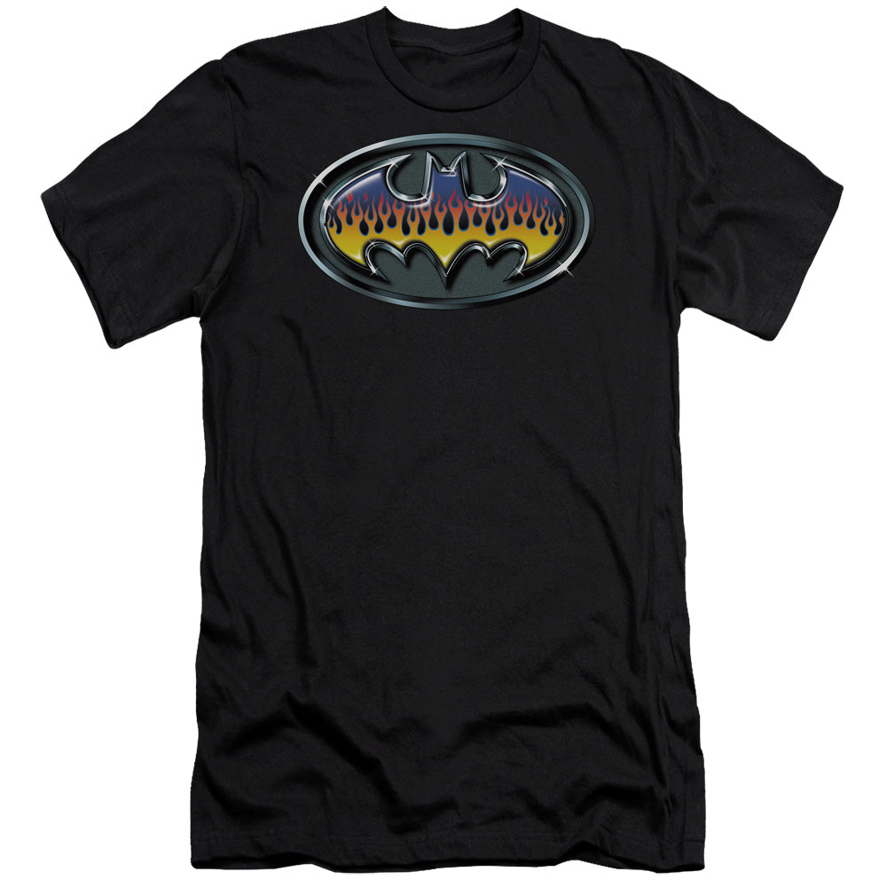AN OFFCIALLY LICENSED BATMAN HOT ROD SHIELD MEN'S PREMIUM SLIM FIT T-SHIRT BLACK