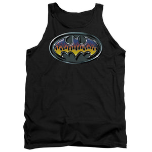 AN OFFCIALLY LICENSED BATMAN HOT ROD SHIELD ADULT UNISEX TANK TOP BLACK