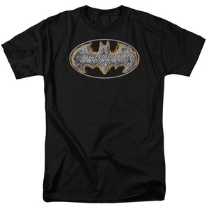 AN OFFCIALLY LICENSED BATMAN STEEL FIRE SHIELD MEN'S REGULAR FIT T-SHIRT BLACK