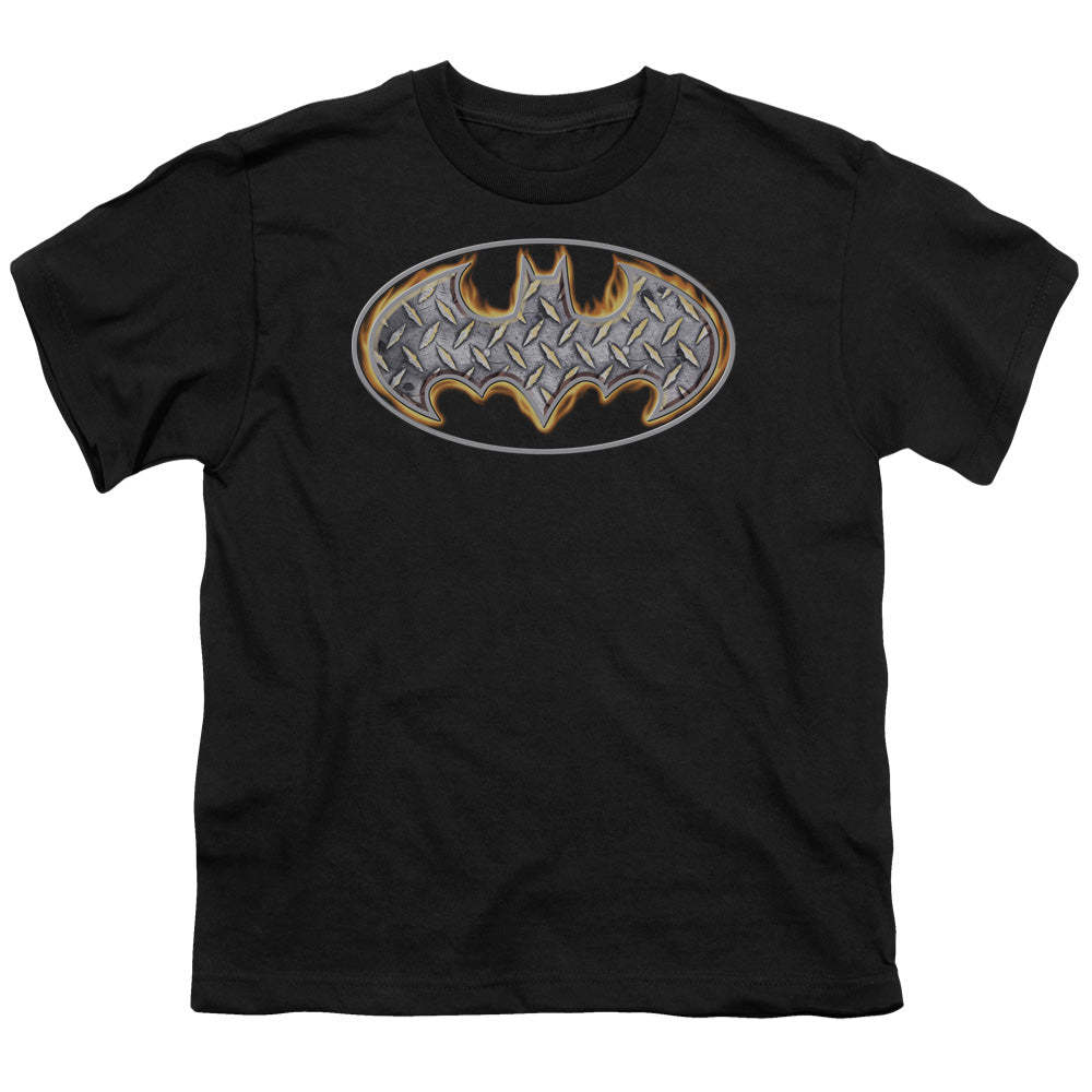 Batman Steel Fire Shield Licensed Kid's T-Shirt (Ages 4-7) SM-XL
