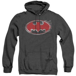 AN OFFCIALLY LICENSED BATMAN HARDCORE NOIR BAT LOGO ADULT UNISEX HEATHER PULLOVER HOODIE BLACK