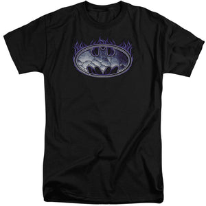 AN OFFCIALLY LICENSED BATMAN CRACKED SHIELD MEN'S TALL FIT T-SHIRT BLACK