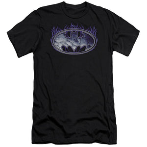AN OFFCIALLY LICENSED BATMAN CRACKED SHIELD MEN'S PREMIUM SLIM FIT T-SHIRT BLACK