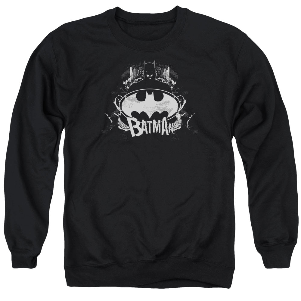 AN OFFCIALLY LICENSED BATMAN GRIM & GRITTY ADULT UNISEX CREWNECK SWEATSHIRT BLACK
