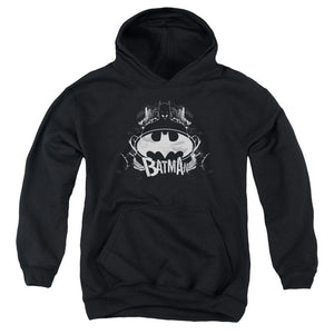 AN OFFCIALLY LICENSED BATMAN GRIM & GRITTY YOUTH HOODIE BLACK
