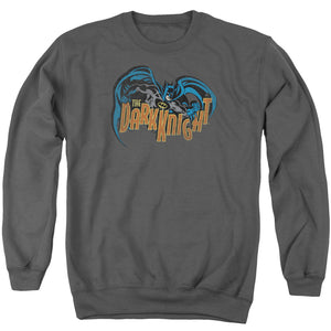 AN OFFCIALLY LICENSED BATMAN RETRO DARK KNIGHT ADULT UNISEX CREWNECK SWEATSHIRT CHARCOAL