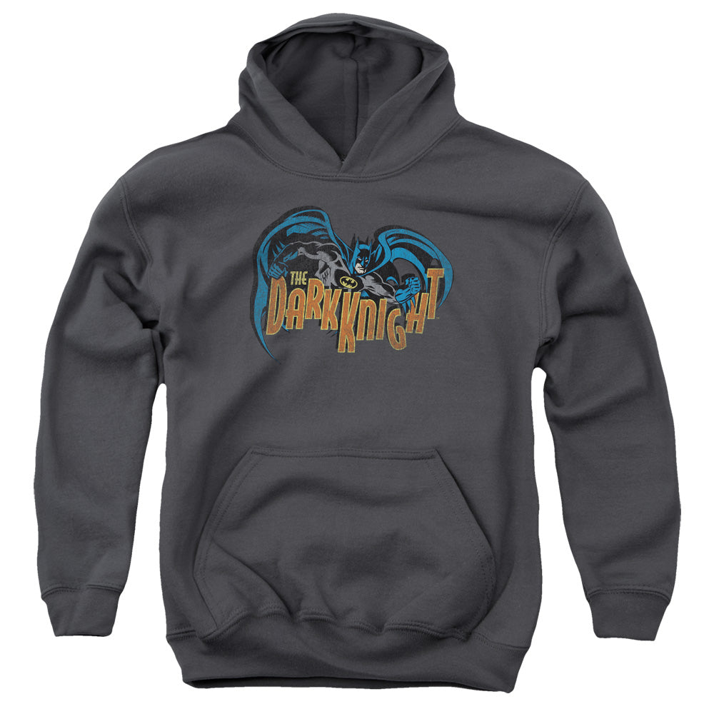 AN OFFCIALLY LICENSED BATMAN RETRO DARK KNIGHT YOUTH HOODIE CHARCOAL