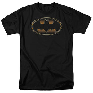 AN OFFCIALLY LICENSED BATMAN BLACK & GOLD EMBOSSED MEN'S REGULAR FIT T-SHIRT BLACK