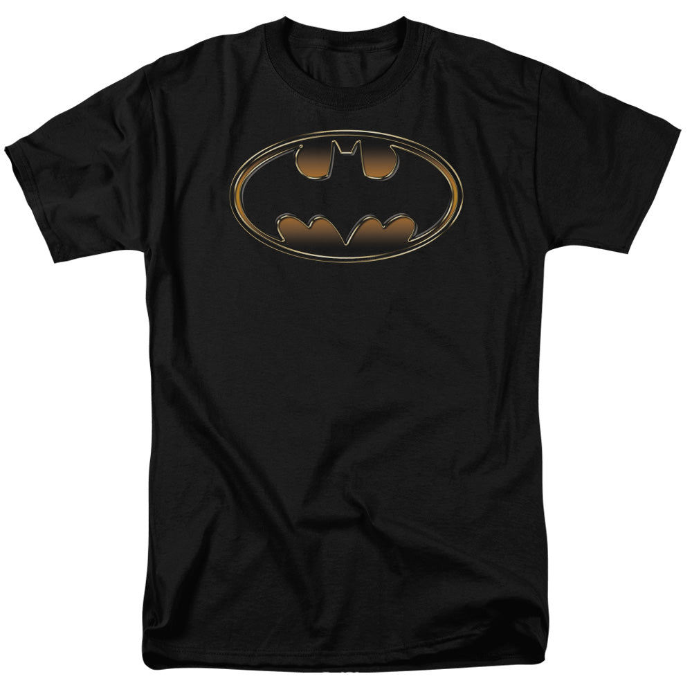 AN OFFCIALLY LICENSED BATMAN BLACK & GOLD EMBOSSED MEN'S REGULAR FIT T-SHIRT BLACK
