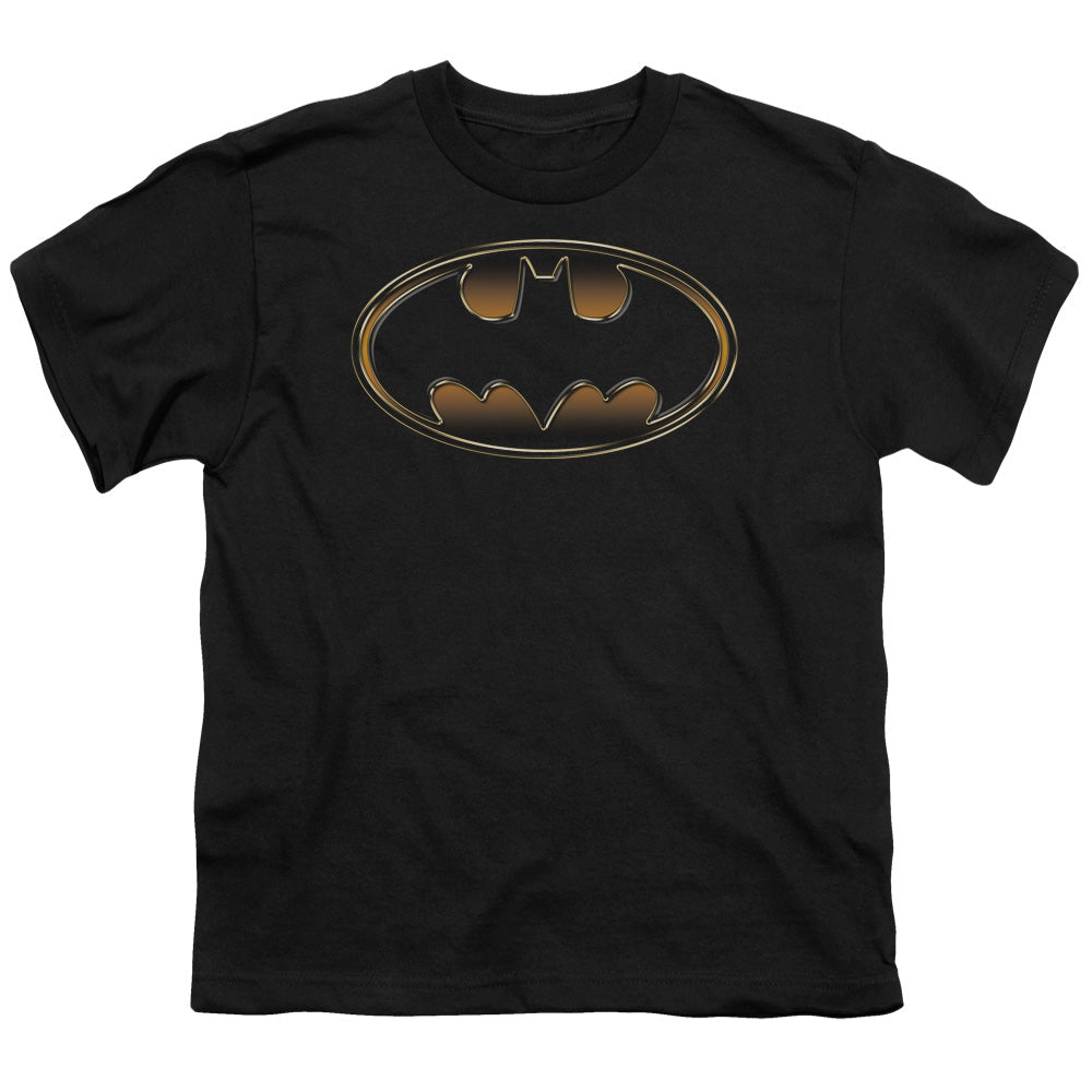 Batman Black & Gold Embossed Licensed Kid's T-Shirt (Ages 4-7) XS-XL