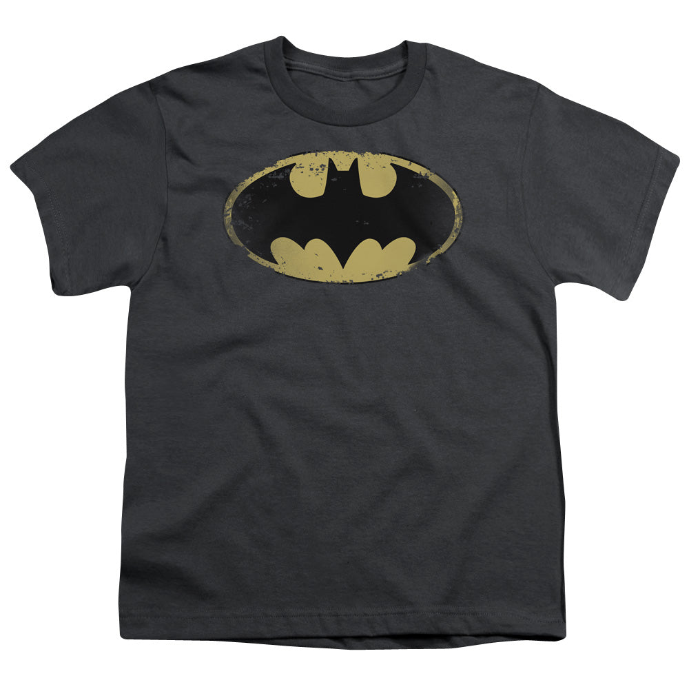 Batman Distressed Shield Licensed Kid's T-Shirt (Ages 4-7) XS-XL