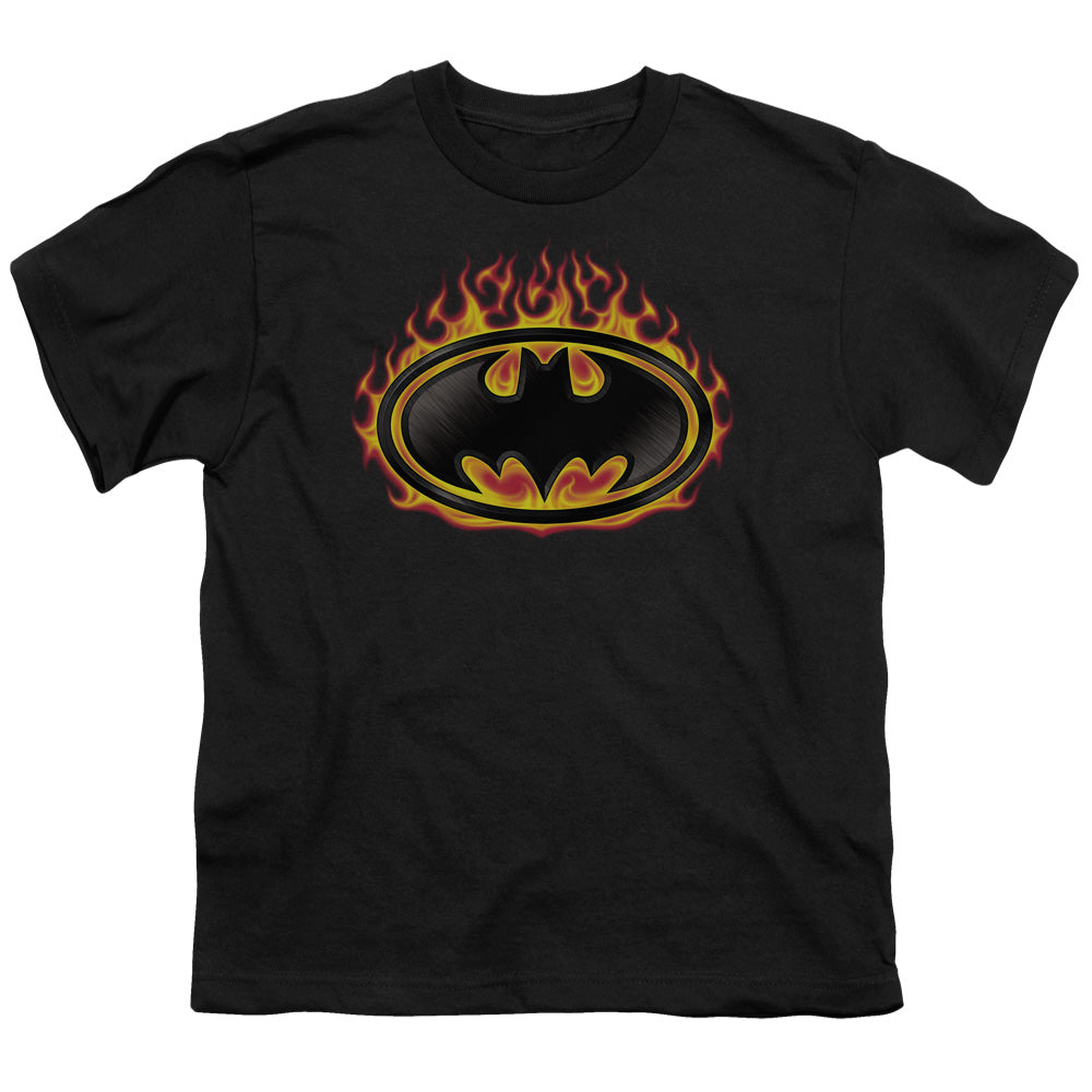Batman Bat Flames Shield Licensed Kid's T-Shirt (Ages 4-7) XS-XL