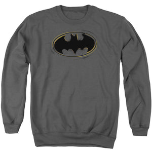 AN OFFCIALLY LICENSED BATMAN SPRAY PAINT LOGO ADULT UNISEX CREWNECK SWEATSHIRT CHARCOAL