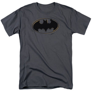 AN OFFCIALLY LICENSED BATMAN SPRAY PAINT LOGO MEN'S REGULAR FIT T-SHIRT CHARCOAL