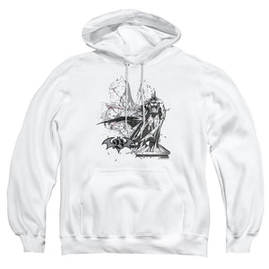 AN OFFCIALLY LICENSED BATMAN OVERSEER ADULT UNISEX PULLOVER HOODIE WHITE