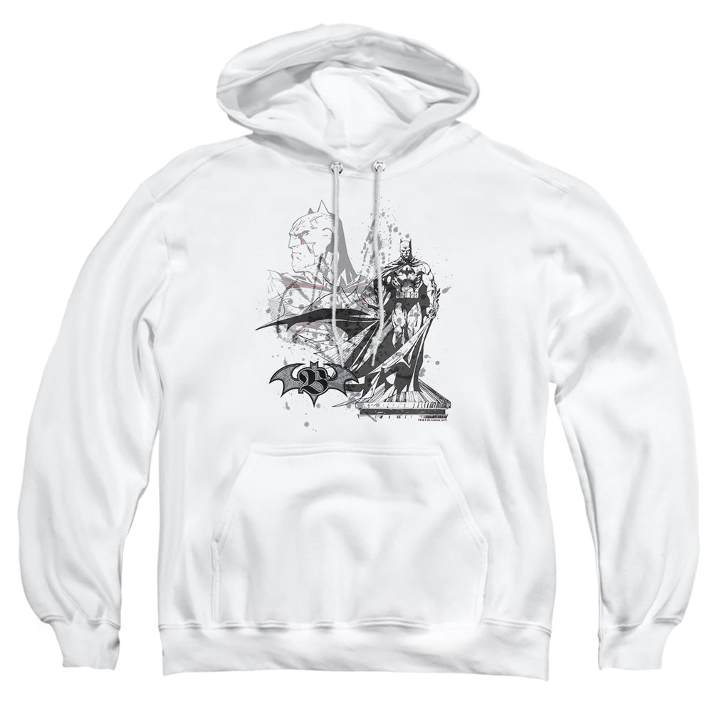AN OFFCIALLY LICENSED BATMAN OVERSEER ADULT UNISEX PULLOVER HOODIE WHITE